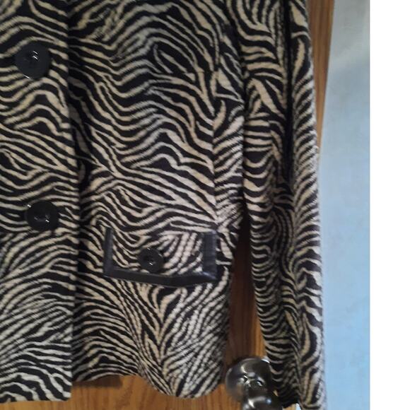 JM Collection Petite Zebra Print Cropped Jkt Blzr Workwear Sz M Neutral Graphic - Picture 3 of 10